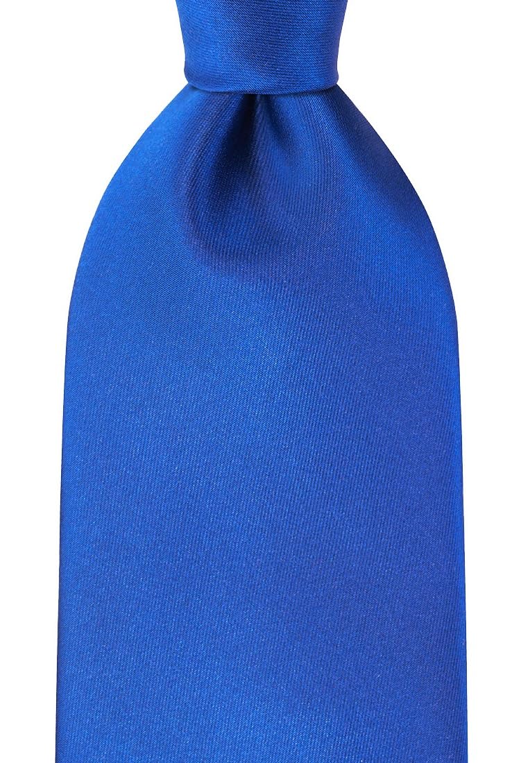 KissTies Mens Silk Royal Blue Tie Solid Satin Wedding Necktie + Gift Box - Image 2